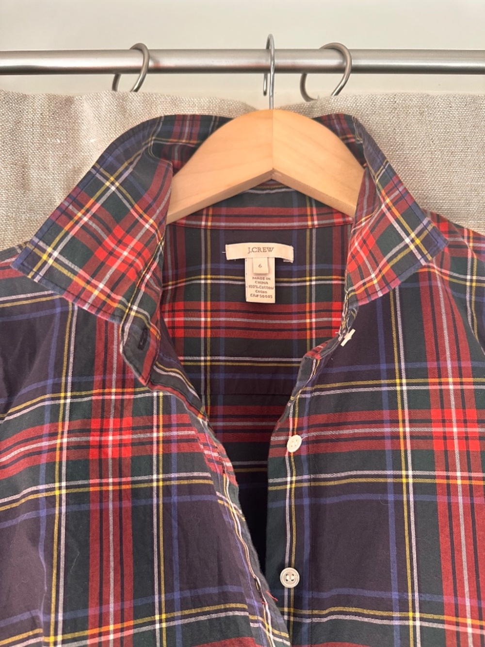Vintage J Crew Black Watch Plaid Blouse